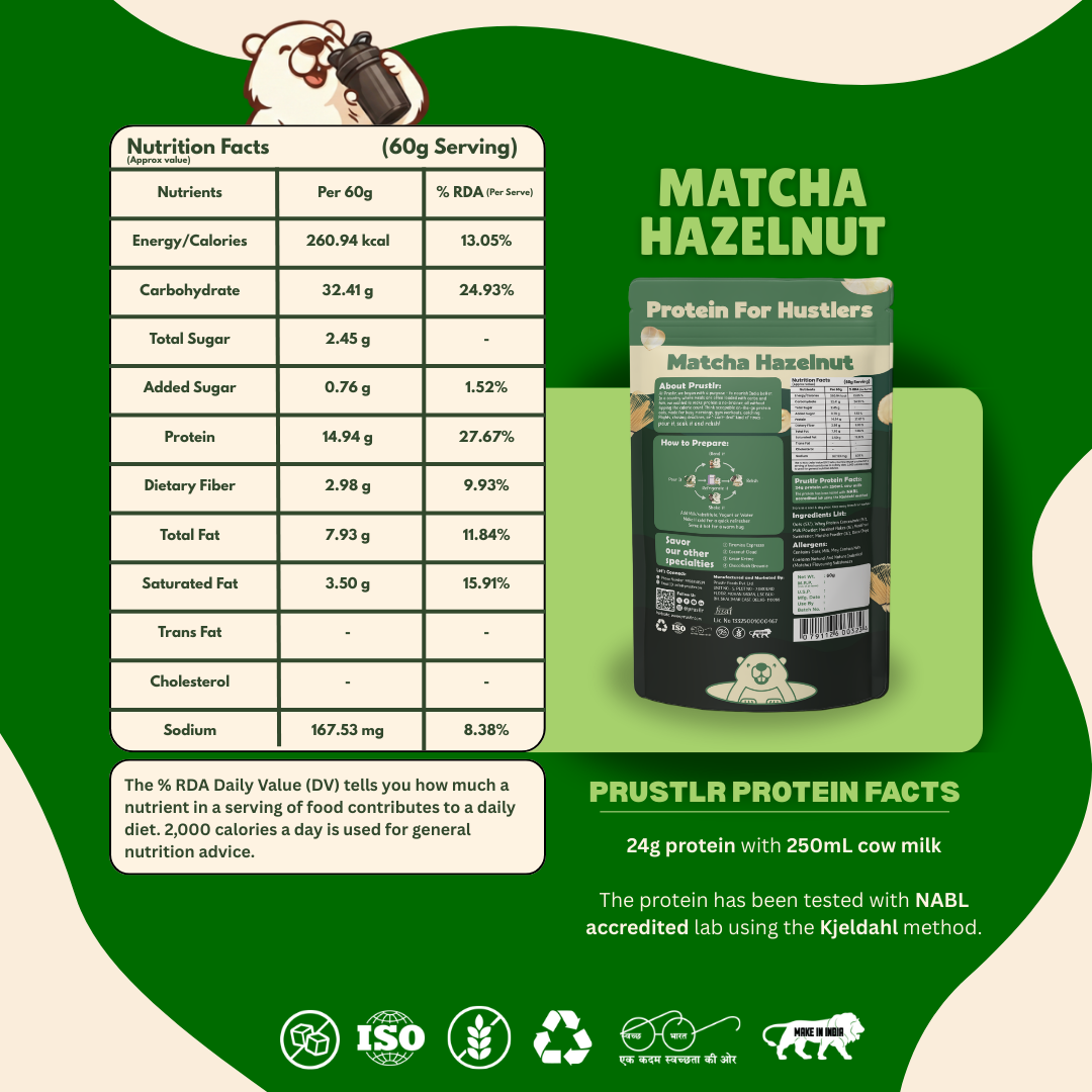 Matcha Hazelnut Everyday Breakfast Oats packaging with nutritional information 