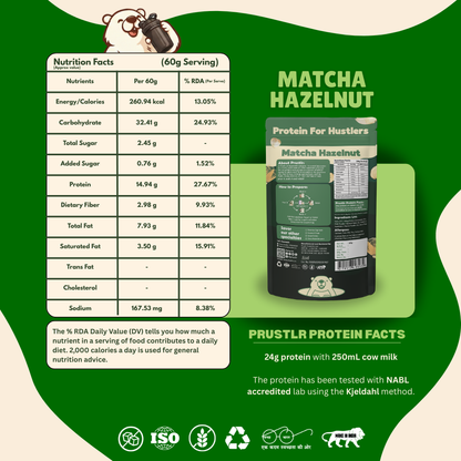 Matcha Hazelnut Everyday Breakfast Oats packaging with nutritional information 