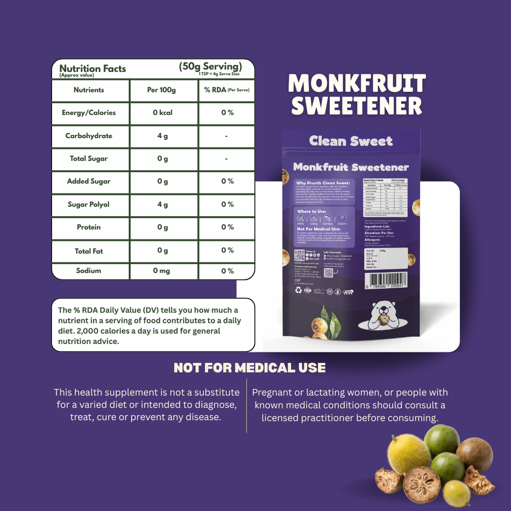 Prustlr Clean Sweet Monkfruit Sweetener-200g